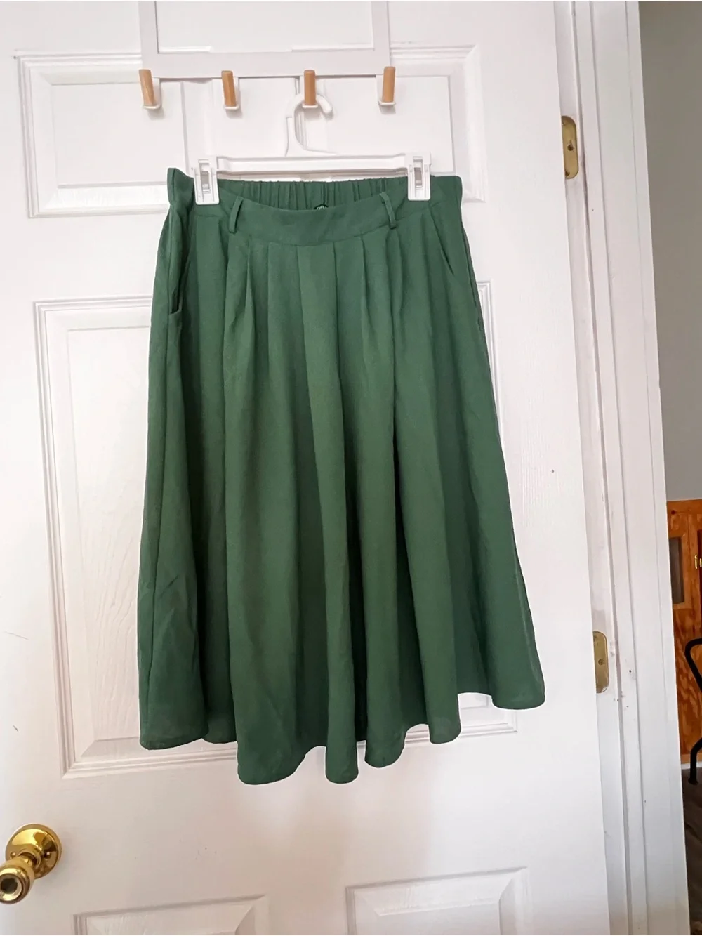 ModCloth Forest Green Pleated Midi Skirt